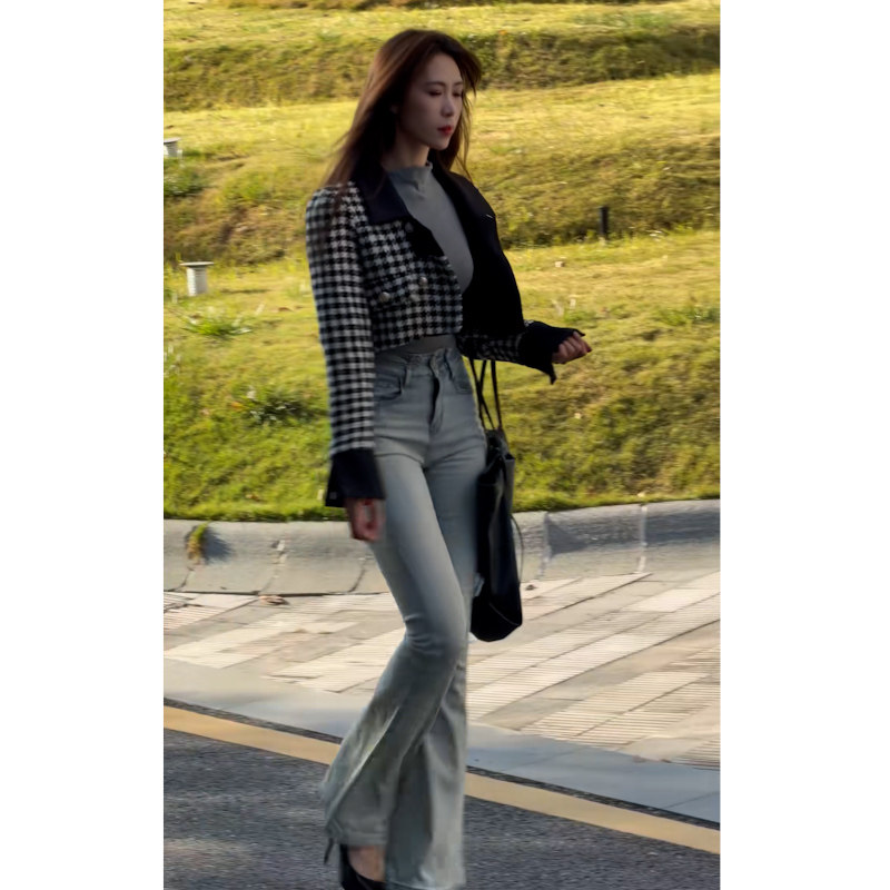 气质高腰微喇牛仔裤女修身显瘦百搭复古喇叭长裤,女装/女士精品,牛仔裤,淘宝优惠券,粉丝福利购,淘宝优惠卷