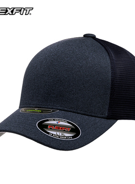 FLEXFIT潮牌卡车司机网帽硬顶鸭舌帽男士防晒遮阳帽网眼棒球帽子