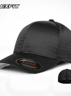 FLEXFIT春秋透气网眼棒球帽男女高顶全封闭防晒弹力鸭舌帽子网帽