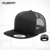 FLEXFIT男美式 进口防晒棒球帽网眼平沿帽高顶硬顶五片帽平檐网帽