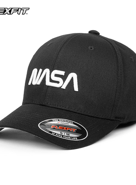 FLEXFIT NASA联名款棒球帽男女全封闭大头围防晒遮阳刺绣鸭舌帽子