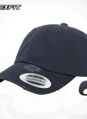 FLEXFIT男女软顶老爹帽美式破洞鸭舌帽潮牌浅顶春季做旧棒球帽子