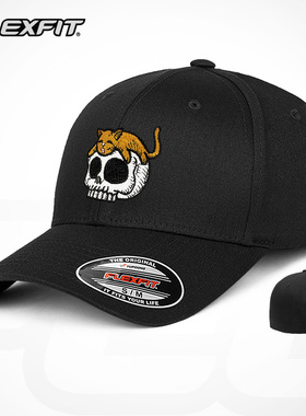 FLEXFIT潮牌刺绣猫深顶棒球帽男防晒遮阳帽美队同款大头围鸭舌帽