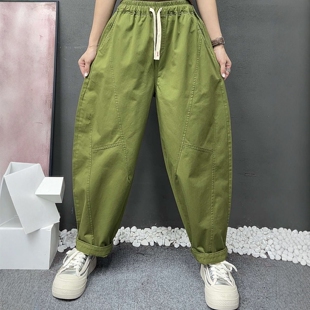 韩版时尚休闲裤女2026春季新款宽松高腰显瘦百搭哈林肯长裤潮
