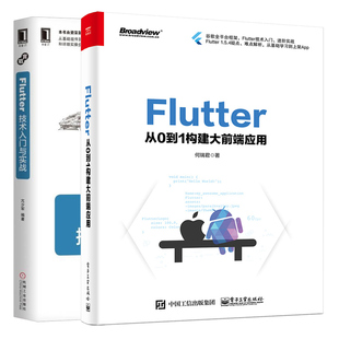 Flutter Flutter技术入门与实战 谷歌UI框架Android和iOS开发 2册 Dart编程语言Flutter插件开发图书籍 从0到1构建大前端应用