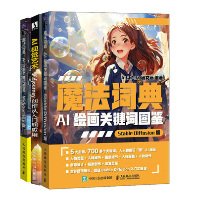 魔法词典 AI绘画关键词图鉴 StableDiffusion版+Midjourney版+AI视觉艺术 Midjourney创作从入门到应用SD绘画ai绘图教程书籍