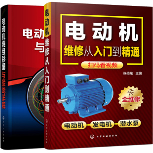 电动机绕组彩图与接线详解+电动机维修从入门到精通 2册
