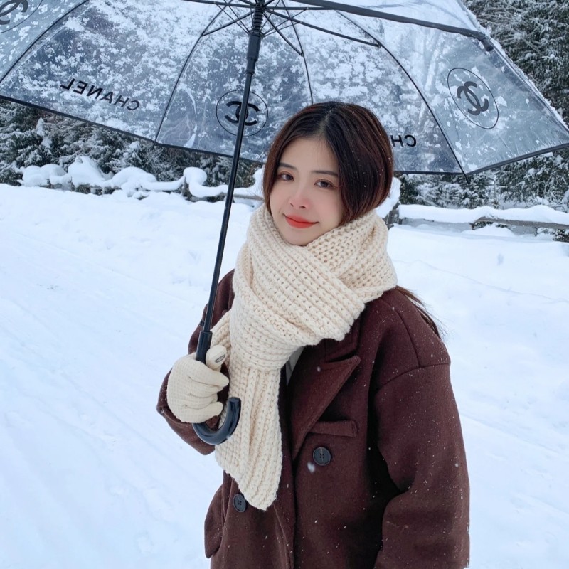 米色围巾女2025新款秋冬季毛线百搭韩版高级感加厚保暖针织围脖套