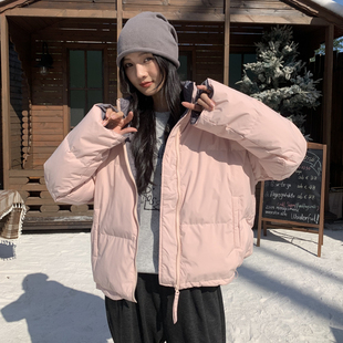 快鱼短款桃粉色羽绒服女25年冬季新款保暖舒适小个子简约女装外套