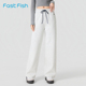 卫裤 快鱼韩版 松紧腰阔腿宽松系带直筒裤 女2026新款 显瘦百搭休闲裤