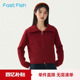 女装 双拉链翻领正肩新年开衫 上衣 新款 快鱼女士红色毛衣2026春季