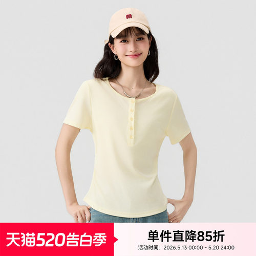 快鱼短袖女t恤韩系ins设计感上衣