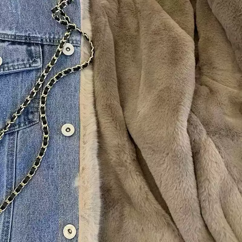 Retro warm denim jacket, loose fit