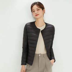 新款轻薄羽绒服保暖内胆女款外穿圆领时尚轻便无领白鸭绒羽绒服