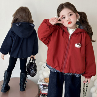 女童加绒外套冬季2025新款洋气宝宝保暖棉服炸街冬装儿童加厚棉衣