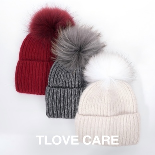 9979时尚百搭羊毛混纺帽子秋冬季新款加厚保暖护耳毛线貉子毛帽子