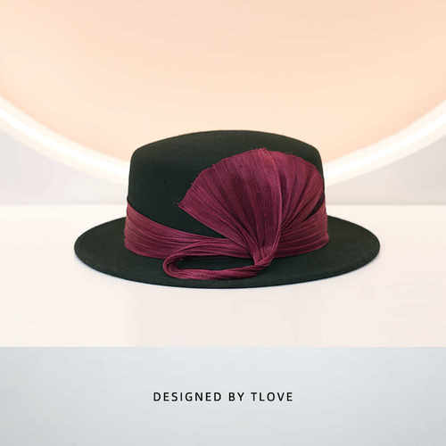 tlove平顶帽女真丝麻高端秋冬