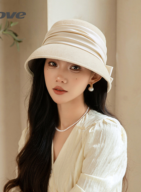 9531时尚百搭渔夫帽女士秋冬天新品羊毛毡礼帽出游度假保暖钟形帽