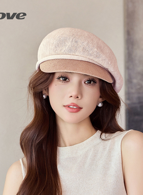 4834时尚百搭鸭舌帽女士夏季新款轻薄透气亚麻帽子出游逛街遮阳帽