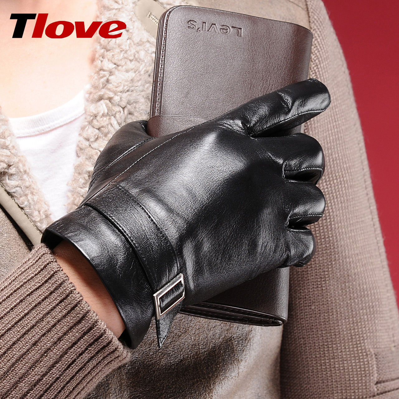 Gants pour homme TLOVE en peau de mouton - Ref 2782627 Image 3