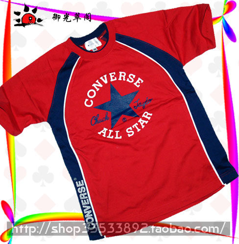 户外休闲复古运动风格五星胶印logo复古纯棉红蓝短袖t恤