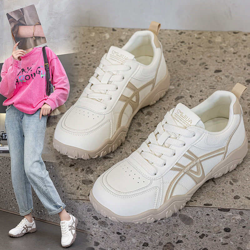鞋子女ins潮百搭小众真皮大码女鞋41到43春季百搭休闲软底小白鞋