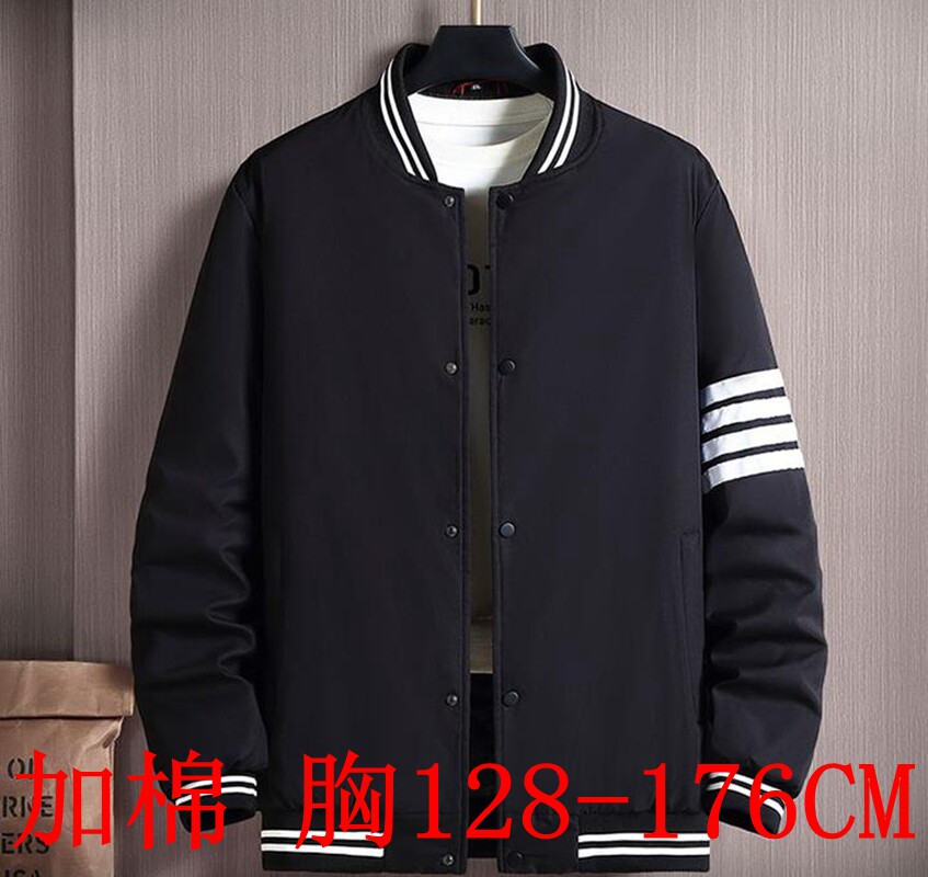秋冬季潮胖子加棉夹克男宽松棒球服加肥加大码学生外套300斤棉衣