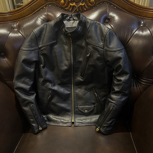 毒液同款进口小牛皮衣男纯牛皮立领机车阿美咔叽真皮夹克加肥加大