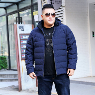 男装冬短款男特大码加肥加大号90%羽绒服外套肥佬羽绒衣8X10X 170