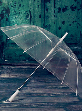 英伦复古16骨长柄商务会议明星道具同款情侣黑白色透明雨伞包邮