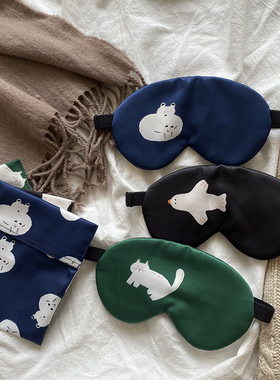 可可爱爱三小只～ 男女睡眠单面桑蚕丝眼罩套装 挂耳式 头戴式