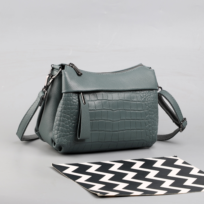 YELODE鳄鱼纹腋下包多层真皮女包