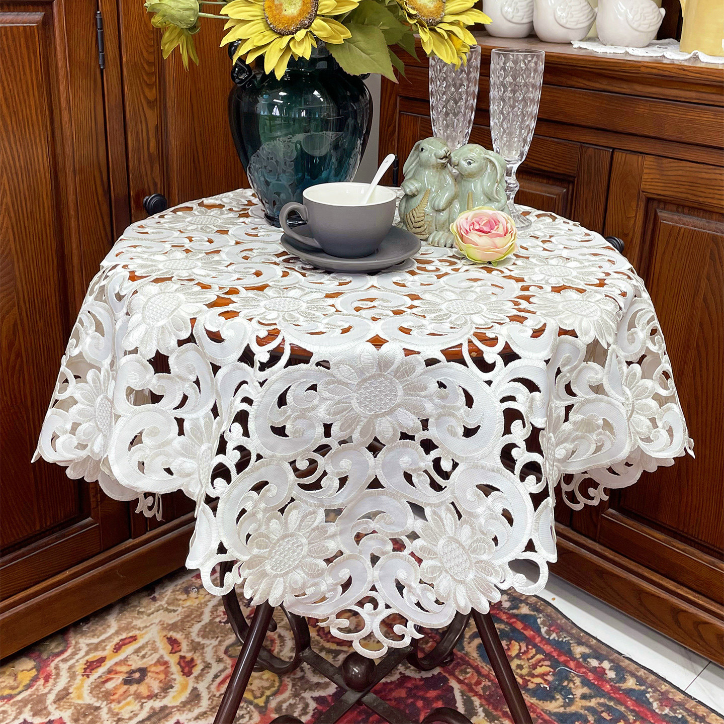法式欧式重工刺绣镂空绣花餐桌茶几桌布床头柜子空调家电盖布盖巾,居家布艺,桌布,淘宝优惠券,粉丝福利购,淘宝优惠卷
