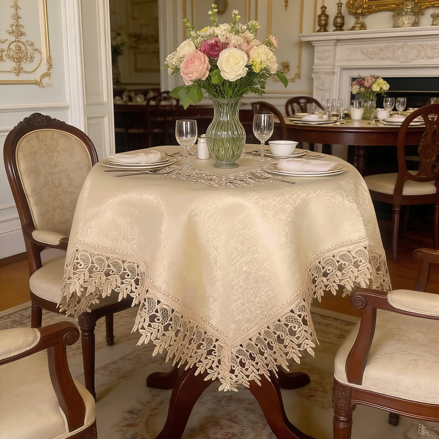 外贸复古欧式水溶绣花边桌布餐桌茶几床头柜边柜鞋柜家电防尘盖巾,居家布艺,桌布,淘宝优惠券,粉丝福利购,淘宝优惠卷