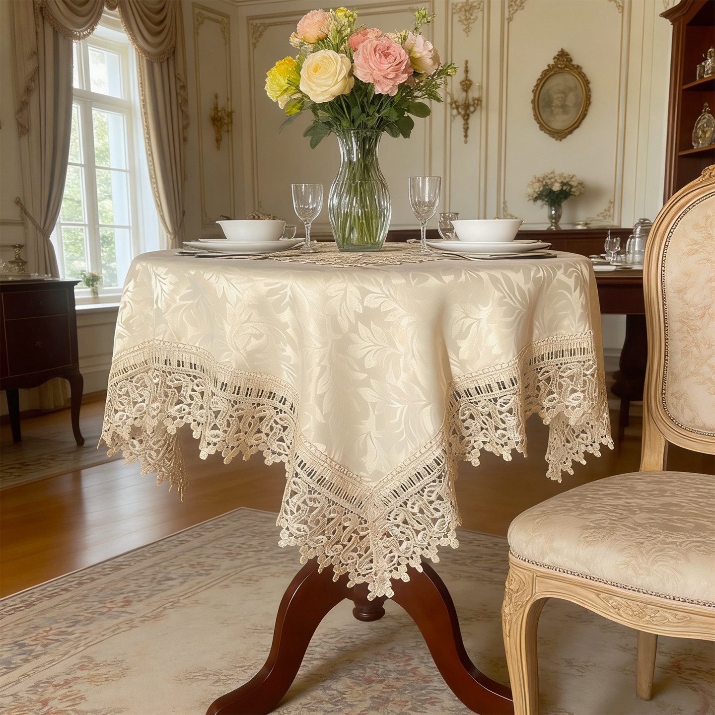 外贸复古欧式水溶绣花边桌布餐桌茶几床头柜边柜鞋柜家电防尘盖巾,居家布艺,桌布,淘宝优惠券,粉丝福利购,淘宝优惠卷