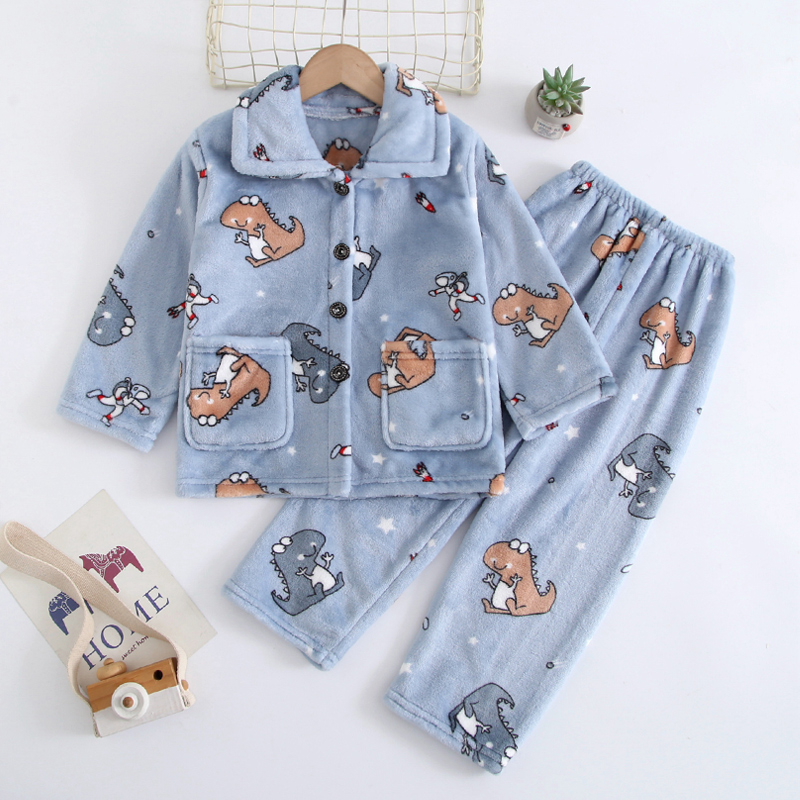 儿童睡衣法兰绒男孩女童加绒加厚