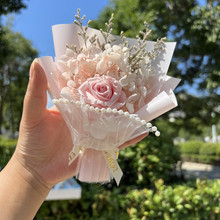 车载真花玫瑰永生花出风口干花长期保存小花束节日生日送女友闺蜜