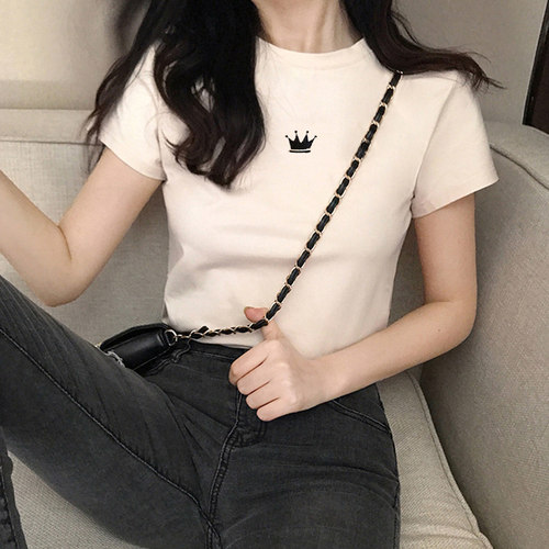 韩版2026夏新修身白色潮ins上衣