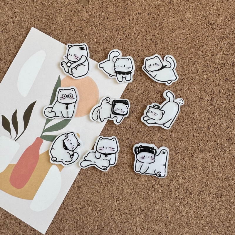 9个装漫画卡通猫图钉ins创意软木钉按钉毛毡留言绘画钉办公文具