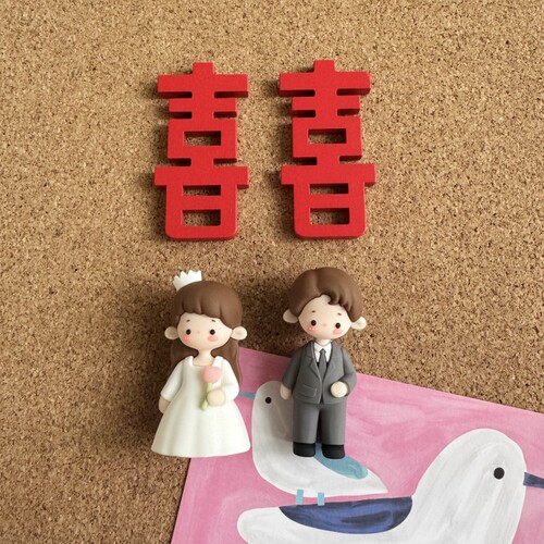 创意双喜图钉婚庆结婚情人节装饰按钉ins软木钉毛毡留言绘画钉