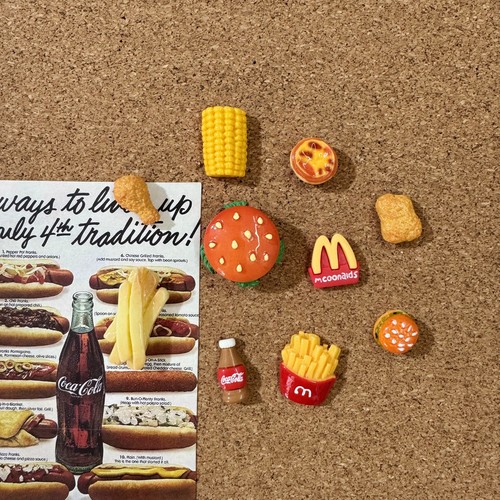 10个装汉堡可乐薯条图钉鸡腿毛毡板装饰办公用品照片墙ins软木板