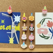 10个装 卡通动物生日帽夹子图钉工字钉创意毛毡板扎钉软木板按钉