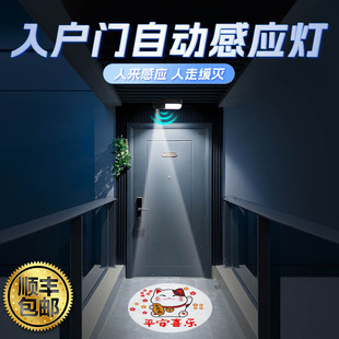 投影灯充电自动感应入户门迎宾欢迎进门口玄关免接线高级感氛围灯