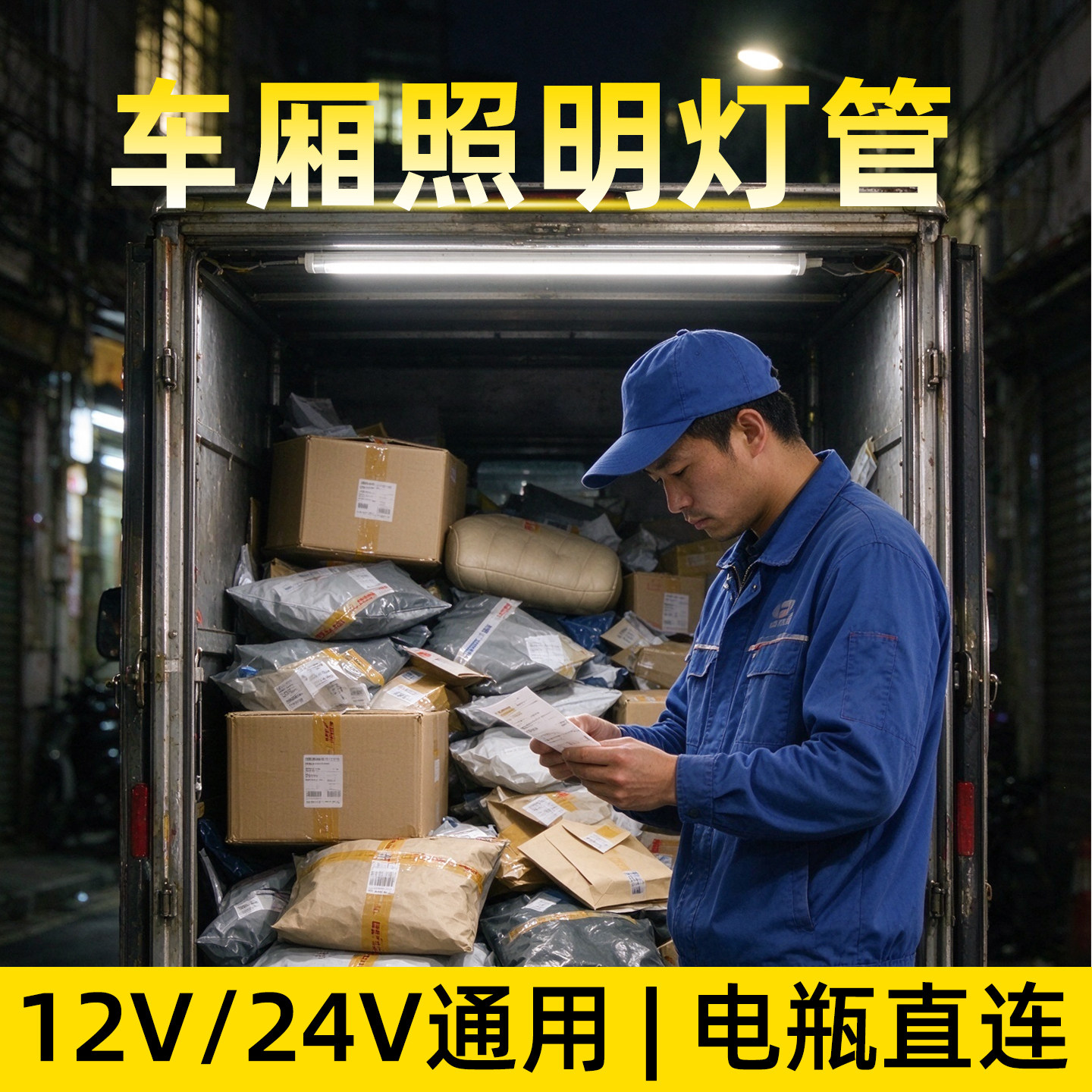 车厢专用照明灯12伏24V低压三轮电瓶车通用led灯管防水夜市摆摊灯