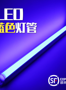 蓝光led灯管t5光管氛围长条发光冰蓝彩色日光荧光led一体补光灯条