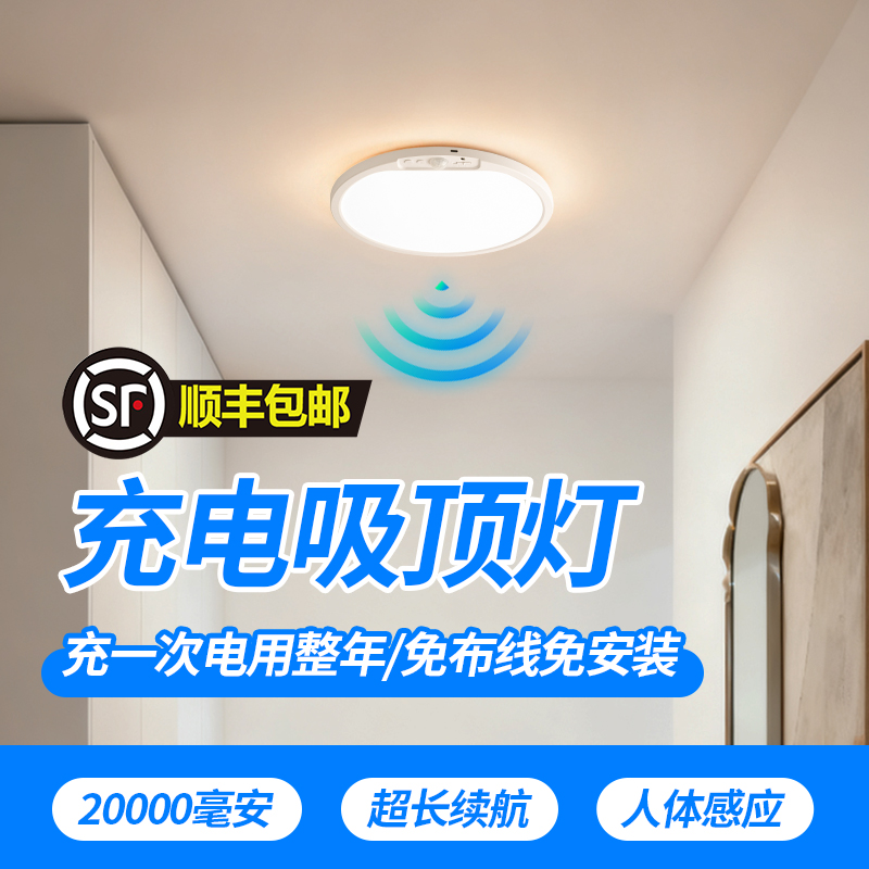 顺丰包邮！人体感应充电吸顶灯