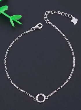 S925银单粒包镶手链空