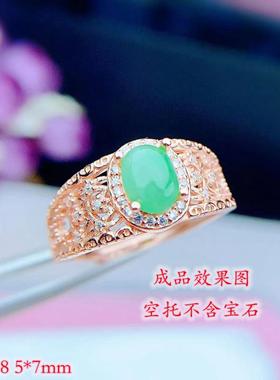 新S925纯银戒指银空托尺寸5*7mm时尚豪华满钻复古宫廷戒女友礼物