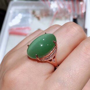 新款S925银戒指空托大尺寸15*20MM来石代镶嵌玉髓碧玉等戒面