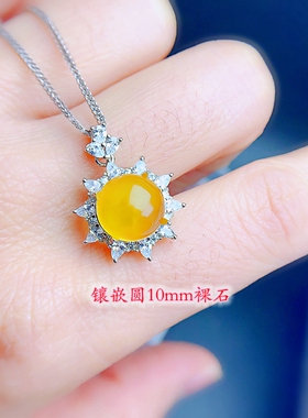 女纯银圆形吊坠空托圆15*15